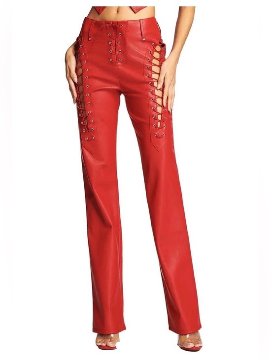 I.AM.GIA Pants - I.AM.GIA Red Faux Leather Straight-Leg Xenia Pants